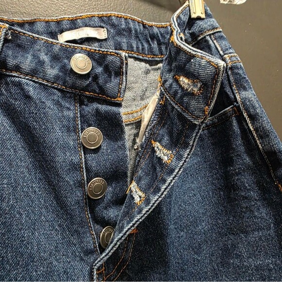 12 Storeez Button Fly Taper Ankle Dark Wash Cotton Jeans Size XS 5 Pocket - Picture 6 of 10